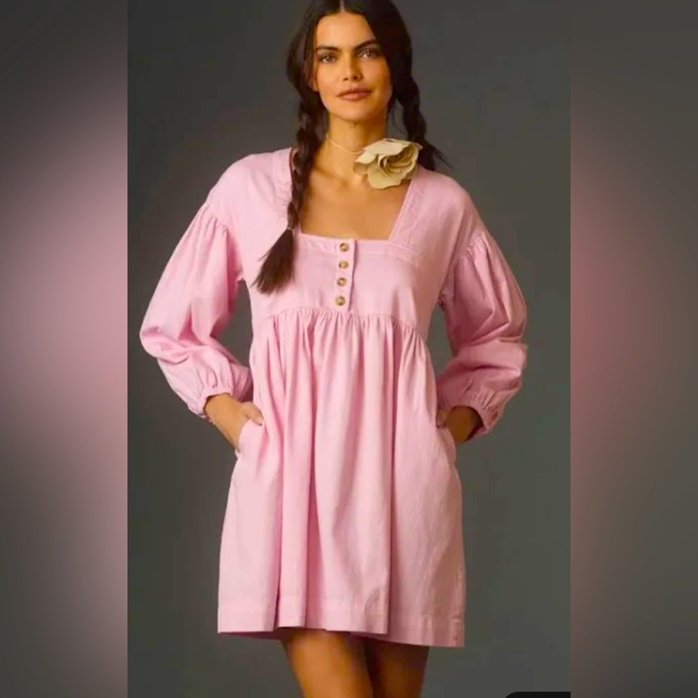 Anthropologie Pink Babydoll Dress